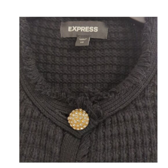 Express Women’s Textured Crew Neck Button Cardigan Black (Size XS).👉 OWO - Picture 6 of 6